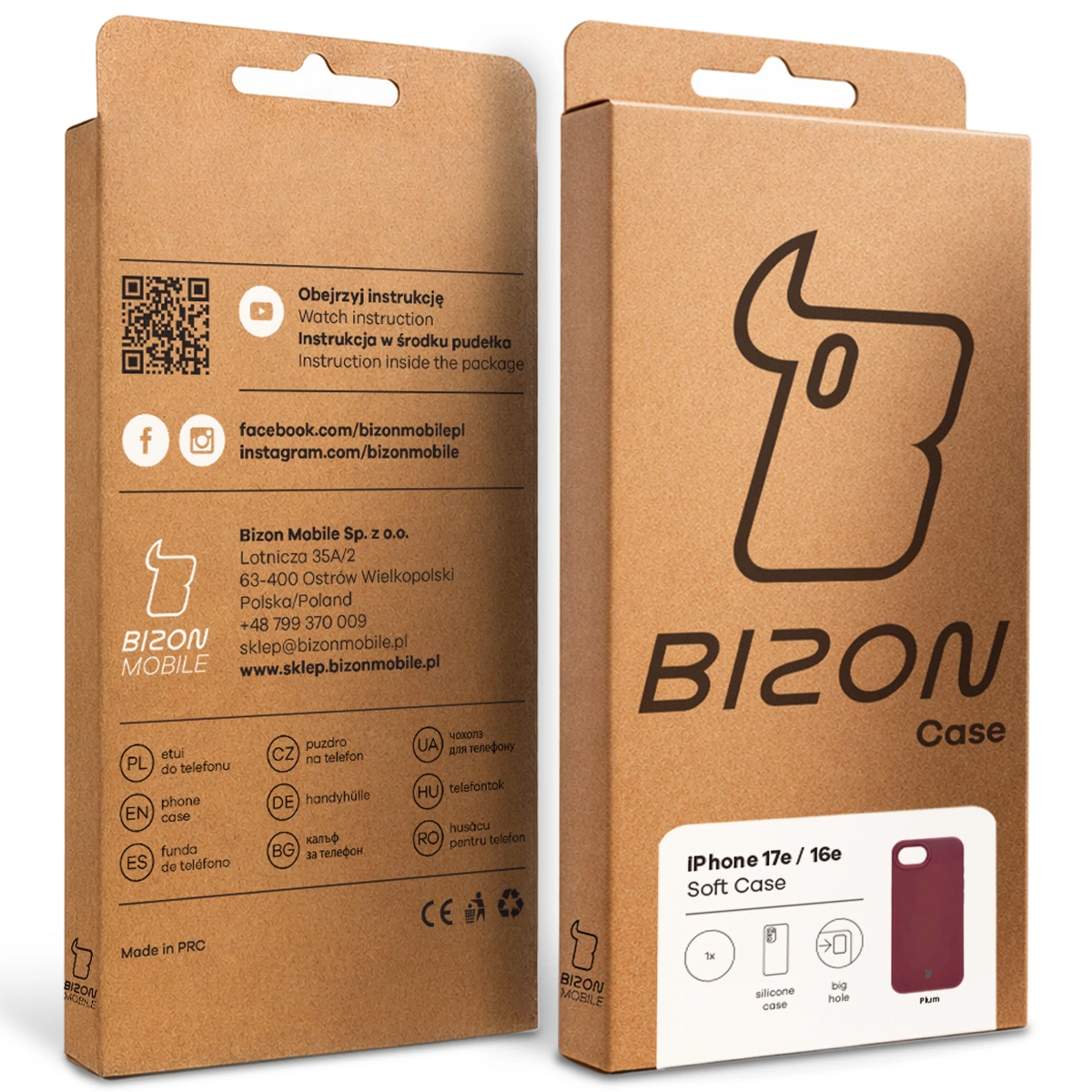 Kraftowe pudełko Bizon Case z dedykowaną etykietą do Apple iPhone 17e/16e